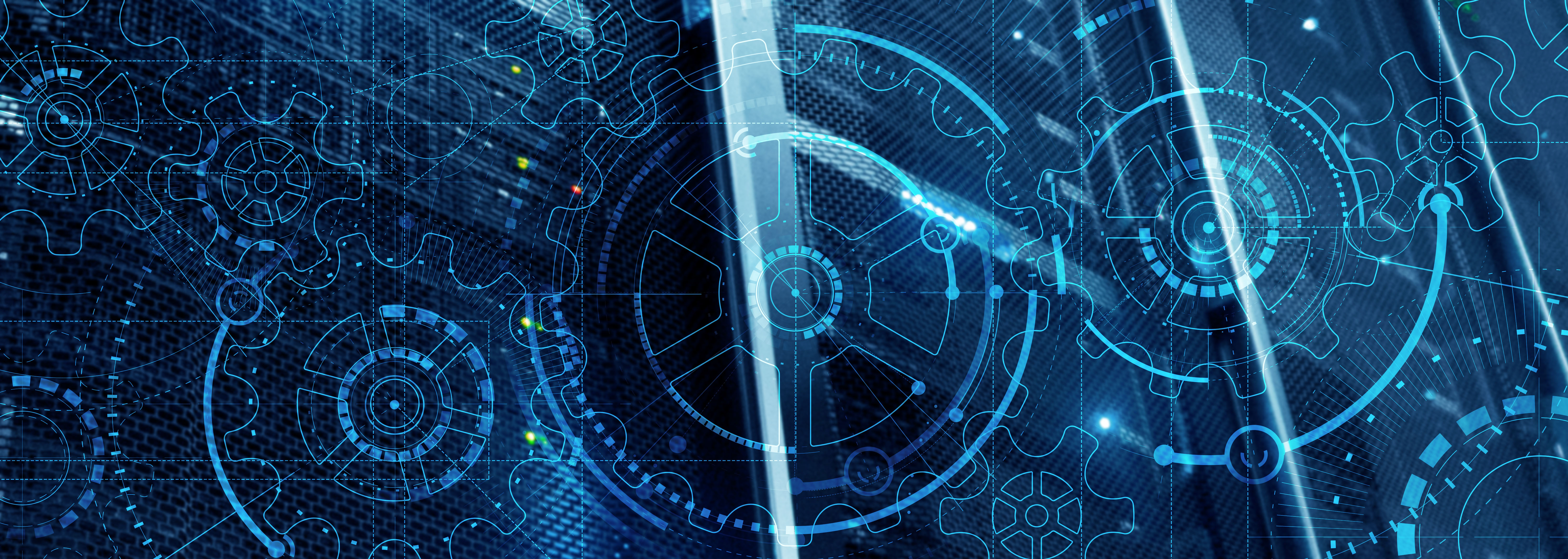 High,Performance.,Gear,Wheel,On,Supercomputer,Background.